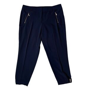 White House Black Market Navy Drapey Crop Pants with Hardware Sz 10 NEW Classic